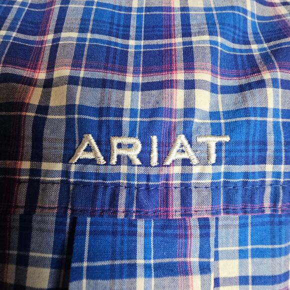 Ariat Pro Series L Blue plaid Buttondown Shirts. Work Casual Comfy Stylish Cool - Picture 8 of 16